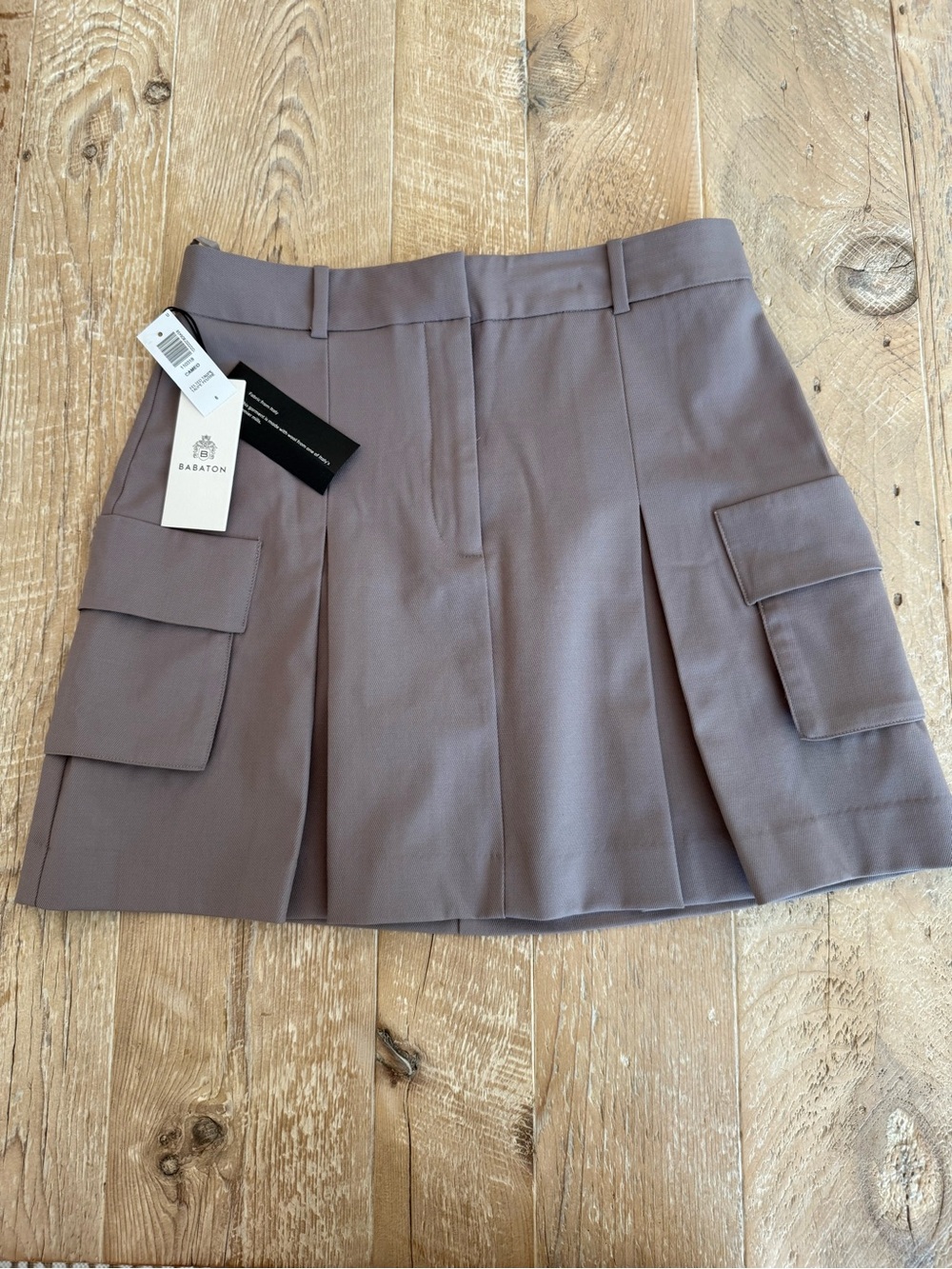 Babaton Cameo Pleated Mini Skirt in Felted Taupe